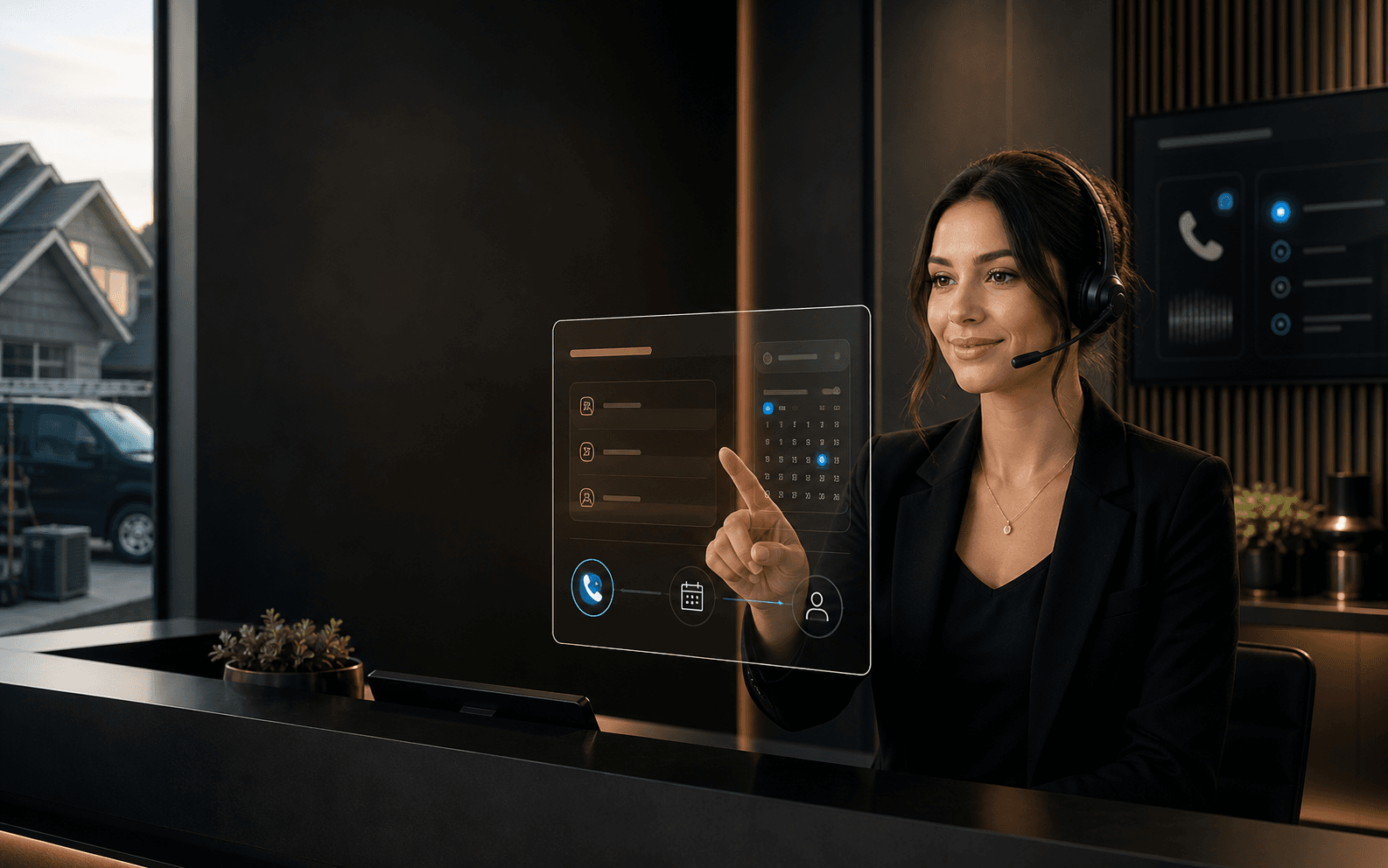 AI receptionist helping a home-service business answer and book calls